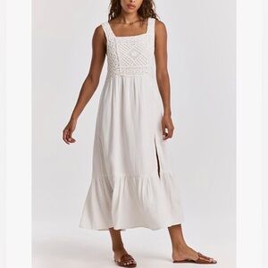 Dear John Chastity Embroidered White Gauze Tank Dress. Medium